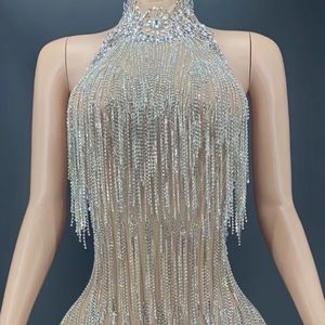 Diamond Embellished Nude Dress.
